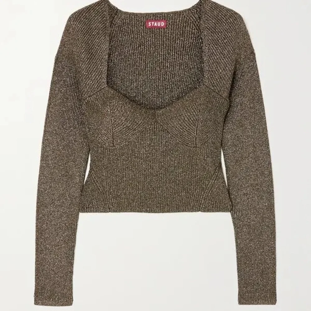 Staud Cerro Metallic Long Sleeve Sweater Top